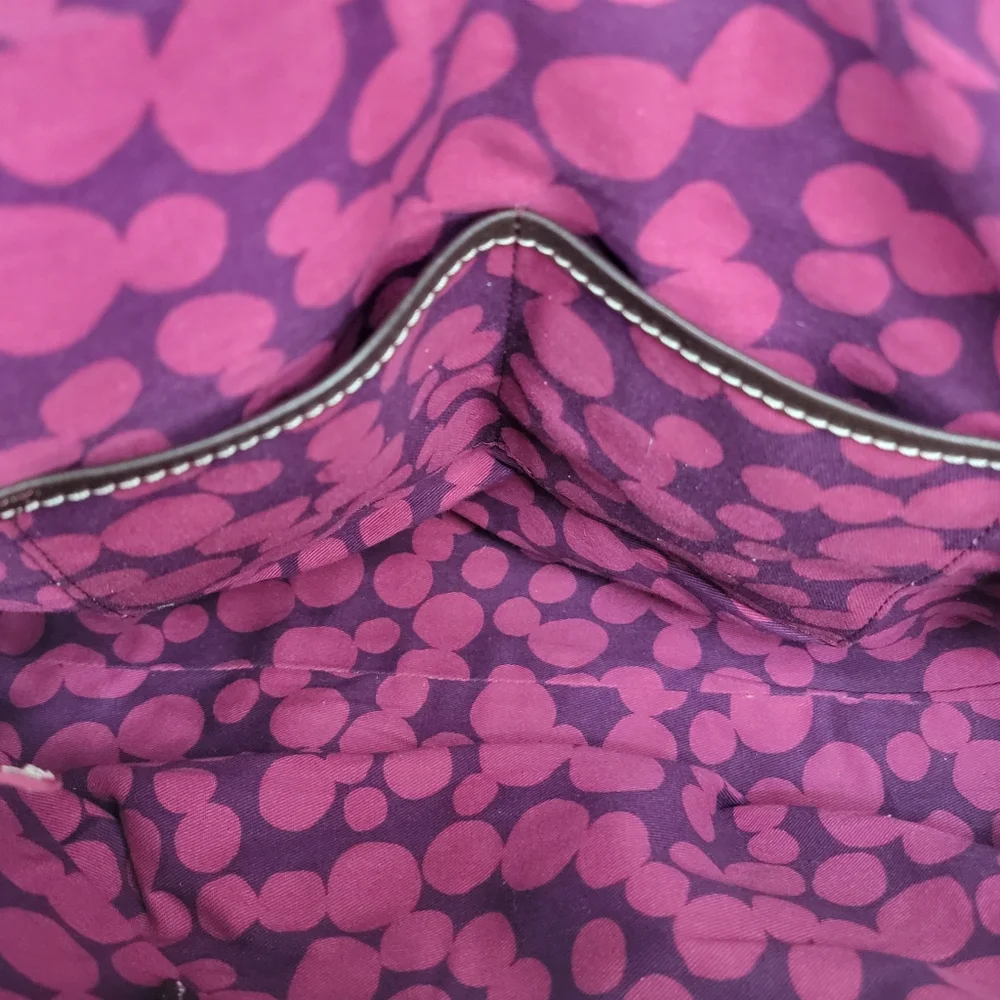 BODEN Genuine Leather Brown w/ Fuschia Trim Leather Handbag. P138 - Picture 6 of 10